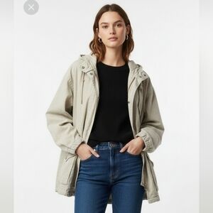 London Fog Light Tan Hooded Utility Jacket SIZE Medium